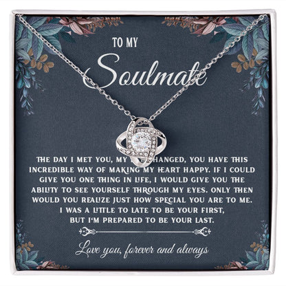 To My Soulmate Necklace Gift, Necklaces For Wife from Husband, Soulmate Necklace to My Beautiful Soulamte, Necklace For Soulmate with Message Card and Necklace Gift Box Gift Box Styles on Birthday, Christmas, Wedding, Anniversary, Valentine Love knot Than
