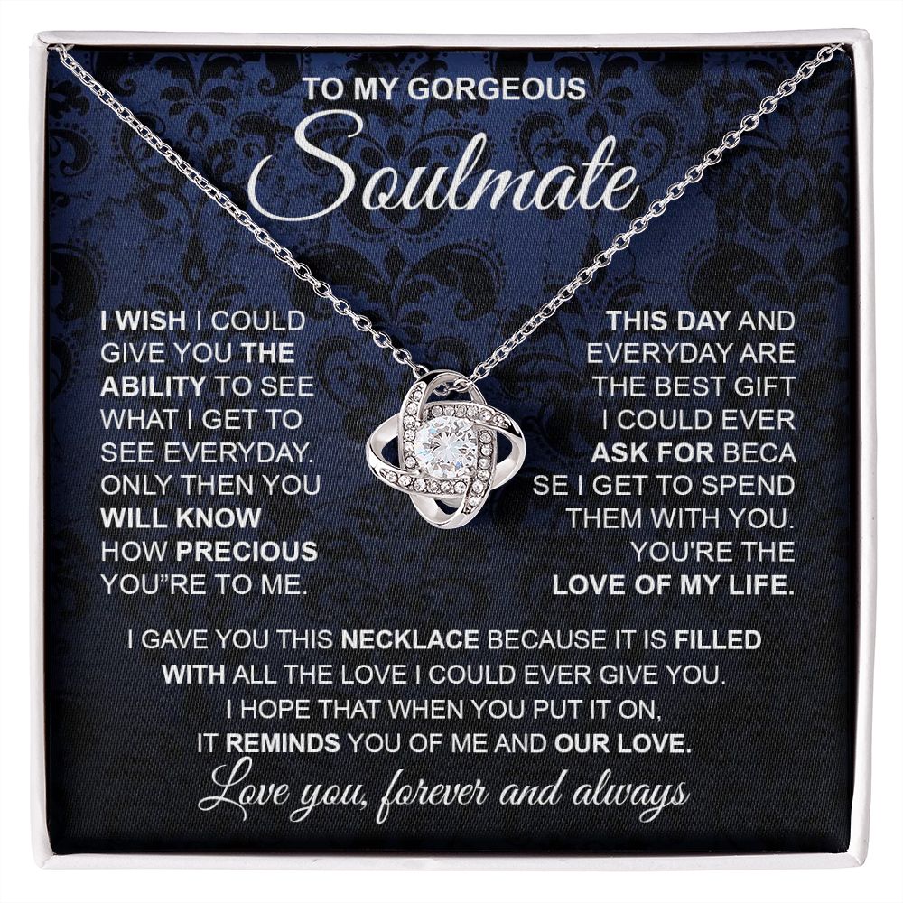 to My Soulmate Necklace from Husband, Necklaces for Wife from Husband, to My Soulmate Necklace for Women, Soulmate Jewelry for Wife Wedding Jewelry Gifts for Wife Birthday Gifts from Husband Love knot Thang