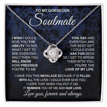 to My Soulmate Necklace from Husband, Necklaces for Wife from Husband, to My Soulmate Necklace for Women, Soulmate Jewelry for Wife Wedding Jewelry Gifts for Wife Birthday Gifts from Husband Love knot Thang