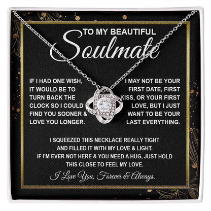 To My Beautiful Soulmate Necklace, Soulmate Jewelry For Women, Wife Necklace From Husband, Soulmate Gifts For Her, To My Future Soulmate Necklace Message Card and Necklace Gifts Box Gift Box Styles on Birthday, Wedding, Anniversary, Valentine Love knot Th