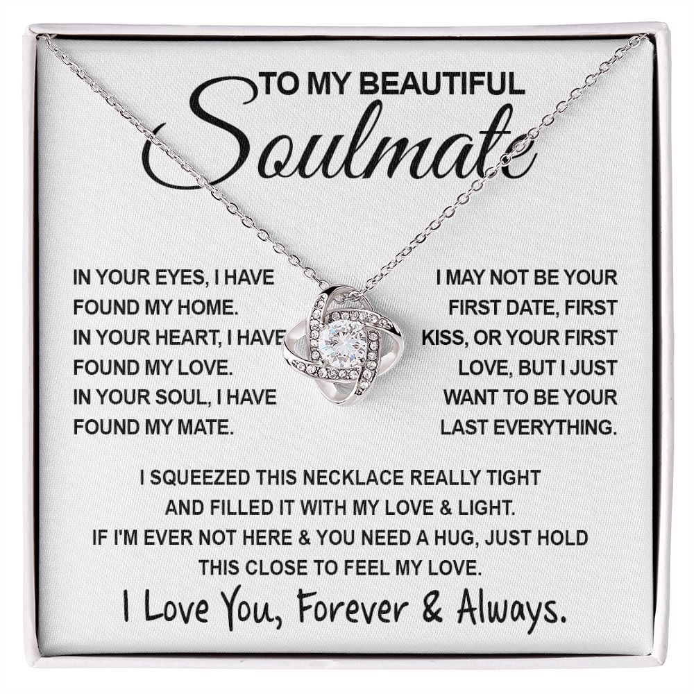 To My Beautiful Soulmate Necklace, Soulmate Jewelry For Women, Wife Necklace From Husband, Wife Birthday Gifts Necklace For Wife, Soulmate Gifts For Her, To My Future Wife Necklace Soulmate Love knot Thang