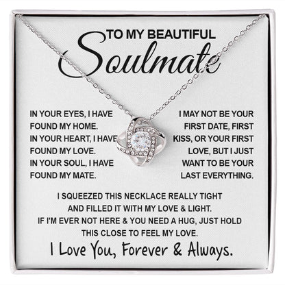To My Beautiful Soulmate Necklace, Soulmate Jewelry For Women, Wife Necklace From Husband, Wife Birthday Gifts Necklace For Wife, Soulmate Gifts For Her, To My Future Wife Necklace Soulmate Love knot Thang