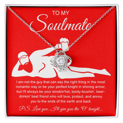 To My Soulmate Necklace For Women, Funny Gifts For Girlfriend,Valentine Presents For Girlfriend, Best Birthday Meaningful Gift Ideas For Wife, Women Romantic Jewelry For Her Anniversary Message Card and Gift Box Styles Love knot Thang