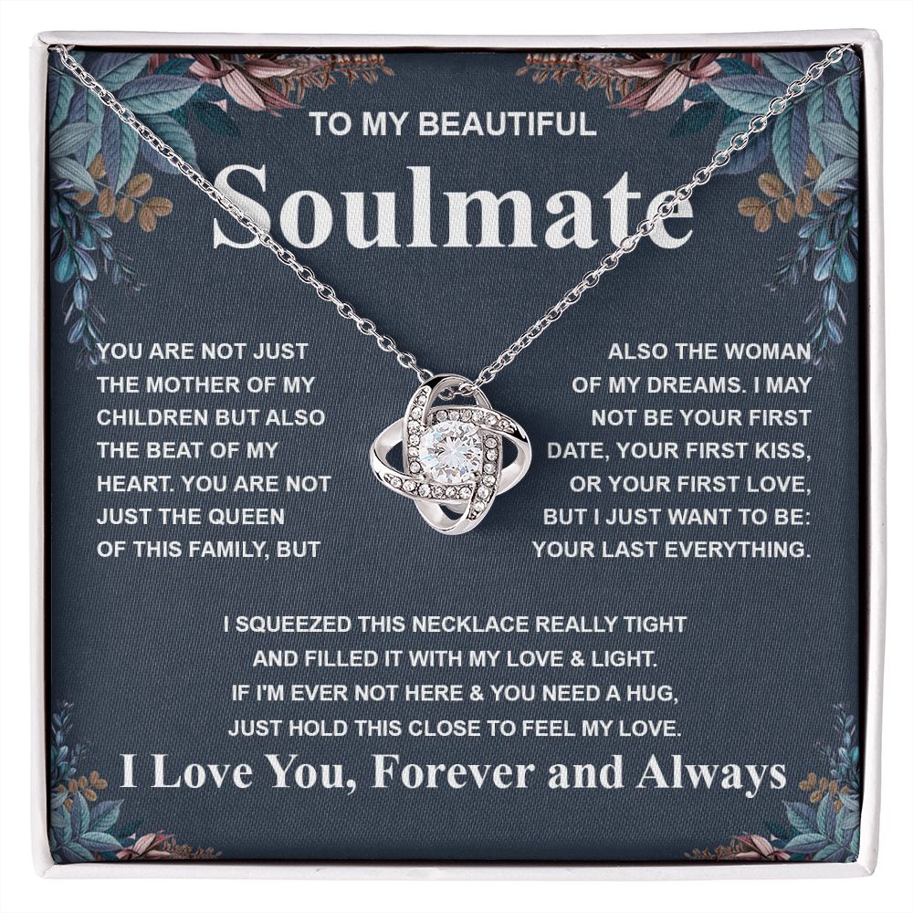 Gifts For Soulmate Birthday Gifts From Husband Necklace Valentines Days, Necklace for Future Soulmate, Birthday Wedding Jewelry for Wife Necklace Gifts from Husband - Soulmate Gift Necklace with Message Card and Gift Box Love knot Thang