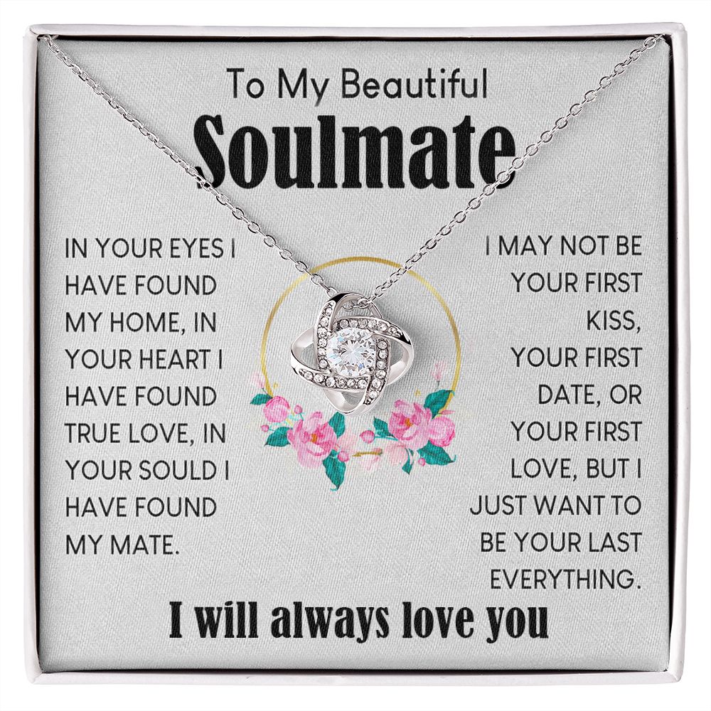 My Beautiful Soulmate Necklace To My Future Wife Gifts, Promise Necklace For Her, Fiance Gifts For Her, Valentine Gifts For Soulmate From Husband With Message Card Box LED, Soulmate Necklace For Women, To My Wife Necklace Love knot Thang