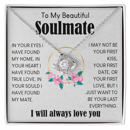 My Beautiful Soulmate Necklace To My Future Wife Gifts, Promise Necklace For Her, Fiance Gifts For Her, Valentine Gifts For Soulmate From Husband With Message Card Box LED, Soulmate Necklace For Women, To My Wife Necklace Love knot Thang