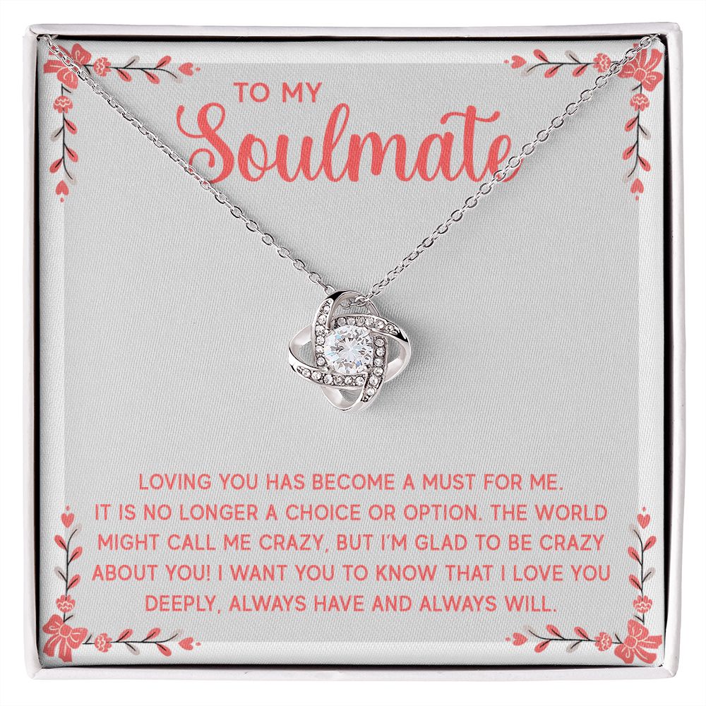 Couples Gifts, Soulmate Necklace Gifts From Husband, Wedding Anniversary Jewelry For Wife From Husband, Wife Birthday From Husband, To My Soulmate Message Card and Gift Box styles On Birthday, Christmas, Anniversary  Love knot Thang