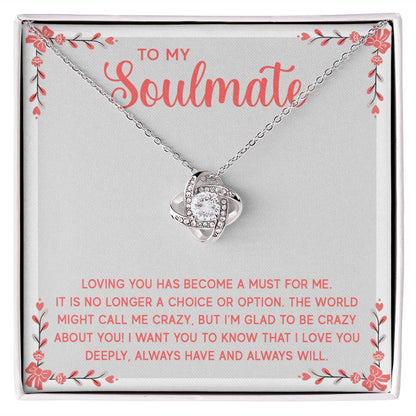 Couples Gifts, Soulmate Necklace Gifts From Husband, Wedding Anniversary Jewelry For Wife From Husband, Wife Birthday From Husband, To My Soulmate Message Card and Gift Box styles On Birthday, Christmas, Anniversary  Love knot Thang