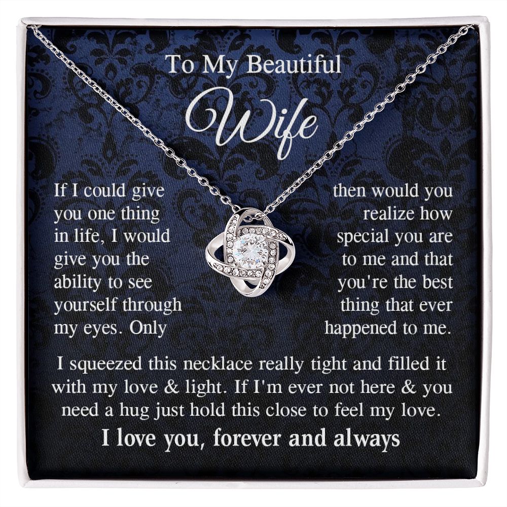 Wife Necklace Gift for Her, Soulmate Jewelry, Necklace for Future Wife, Valentine Anniversary Jewelry for Wife Necklace Gifts from Husband - Soulmate Gift Necklace with Message Card and Gift Box Love knot Thang