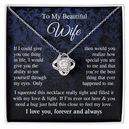 Wife Necklace Gift for Her, Soulmate Jewelry, Necklace for Future Wife, Valentine Anniversary Jewelry for Wife Necklace Gifts from Husband - Soulmate Gift Necklace with Message Card and Gift Box Love knot Thang