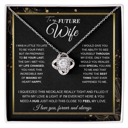 to My Future Wife Necklace Future Wife Gifts, Promise Necklace For Her, Fiance Gifts For Her, Valentine Birthday Gifts For Future Wife With Message Card Box LED, Soulmate Necklace For Women, To My Wife Necklace Love knot Thang