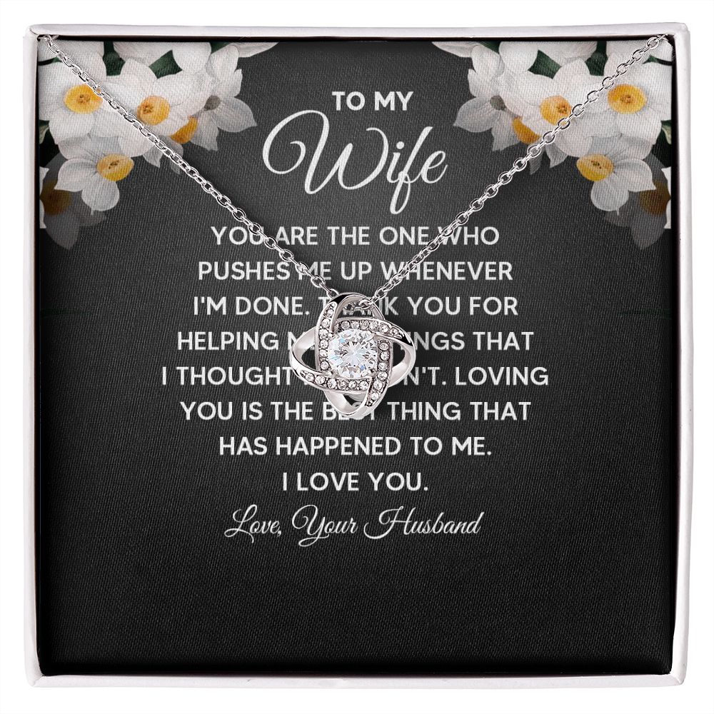 Wife Necklace Gifts From Husband, Wedding Anniversary Jewelry For Wife From Husband, Wife Birthday From Husband  Message Card and Gift Box styles On Birthday, Christmas, Anniversary Love knot Thang