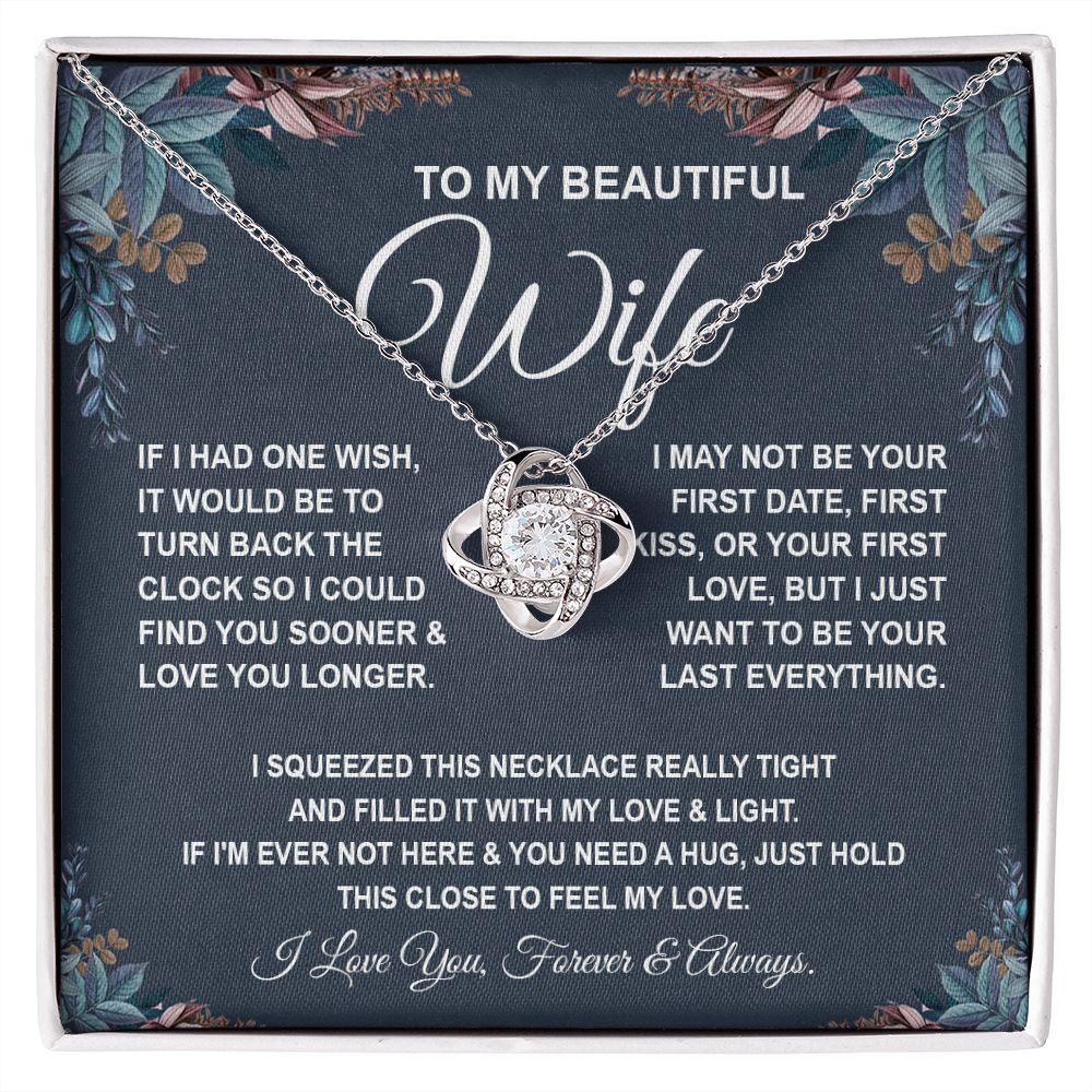 To My Beautiful Wife Necklace, Soulmate Jewelry For Women, Wife Necklace From Husband, Soulmate Gifts For Her, To My Future Soulmate Necklace Message Card and Necklace Gift Box Gift Box Styles on Birthday, Wedding, Anniversary, Valentine Love knot Thang