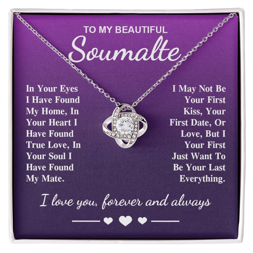 To My Beautiful Soulmate Necklace Gift, Soulmate for Wife Birthday Gifts from Husband, Valentine for Women, Soulmate Gifts, Message Card and Necklace Gifts Box Gift Box Styles on Birthday, Wedding, Anniversary, Valentine Love knot Thang