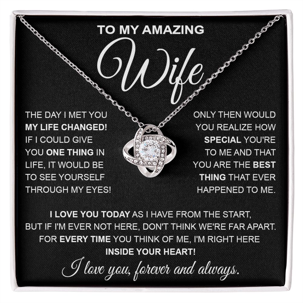 to My Wife Necklace, Soulmate Jewelry for Women, Wife Gifts from Husband , Necklace for Wife Soulmate Gifts Future Wife Necklace Message Card and Gift Box Styles on Birthday, Wedding, Anniversary, Valentine Love knot Thang