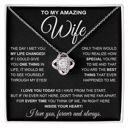 to My Wife Necklace, Soulmate Jewelry for Women, Wife Gifts from Husband , Necklace for Wife Soulmate Gifts Future Wife Necklace Message Card and Gift Box Styles on Birthday, Wedding, Anniversary, Valentine Love knot Thang