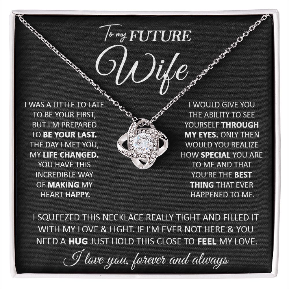 Couples Gifts, To My Beautiful Wife, Necklace From Husband, Valentine For Wife From Husband, Wife Wedding From Husband, To My Wife, Necklace Custom Name Message Card and Gift Box Styles on Birthday, Christmas, Wedding, Anniversary Love knot Thang