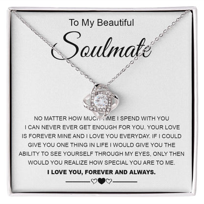 To My Beautiful Soulmate Necklace Valentine Gifts for Wife Gifts from Husband, Wife Anniversary Gifts, Gifts for Wife, Message Card and Necklace Gift Box Gift Box Styles on Birthday, Wedding, Anniversary, Valentine Love knot Thang