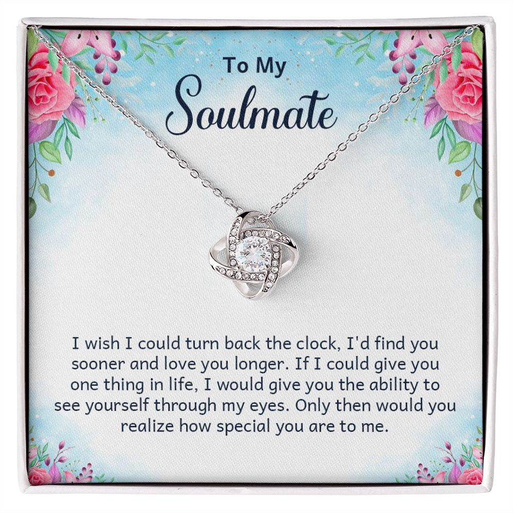 Couples Gifts Necklace To My Soulmate Necklace Gifts For My Wife, Love Knot Meaningful Necklace Message Card and Gift Box Styles on Birthday, Christmas, Anniversary Love knot Thang