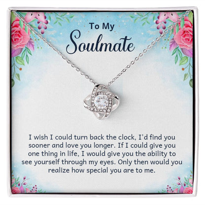 Couples Gifts Necklace To My Soulmate Necklace Gifts For My Wife, Love Knot Meaningful Necklace Message Card and Gift Box Styles on Birthday, Christmas, Anniversary Love knot Thang