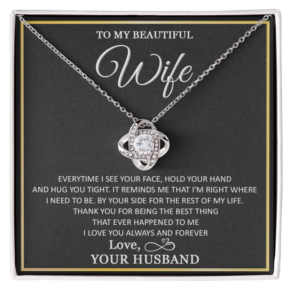 To My Wife Necklace, Necklace For Wife From Husband, To My Soulmate Necklace, Girlfriend Necklace, Soulmate For Wife, Beautiful Soulmate, Necklace Custom Name Message Card and Gift Box Styles on Birthday, Christmas, Wedding, Anniversary Love knot Thang
