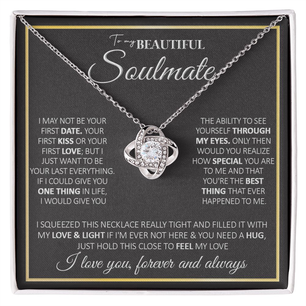 To My Future Wife Necklace, to my Wife Necklace, Necklaces For Wife From Husband, To My Beautiful Soulmate Necklace, Necklace Custom Name Message Card and Gift Box Styles on Birthday, Christmas, Wedding, Anniversary, Valentine Love knot Thang