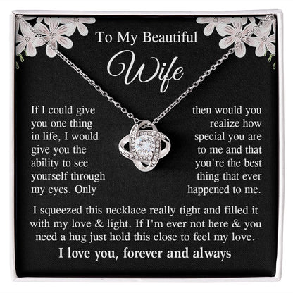 Wife Necklace Gift for Her, Soulmate Jewelry, Necklace for Future Wife, Wedding Valentine Jewelry for Wife Necklace Gifts from Husband - Soulmate Gift Necklace with Message Card and Gift Box Love knot Thang