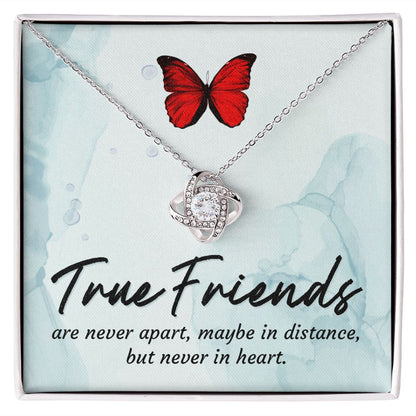 To My True Girlfriend Necklace, Brother to Sister, Birthday For Sister from Brother, Love Knot Meaningful Necklace Message Card and Gift Box Styles on Birthday, Christmas, Anniversary Love knot Thang