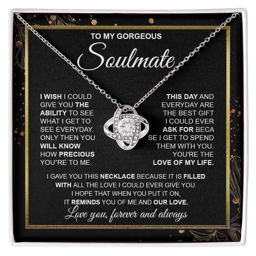to My Soulmate Necklace from Husband, Necklaces for Wife from Husband, to My Soulmate Necklace for Women, Soulmate Jewelry for Wife Wedding Jewelry Gifts for Wife Valentine Gifts from Husband Love knot Thang