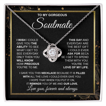 to My Soulmate Necklace from Husband, Necklaces for Wife from Husband, to My Soulmate Necklace for Women, Soulmate Jewelry for Wife Wedding Jewelry Gifts for Wife Valentine Gifts from Husband Love knot Thang
