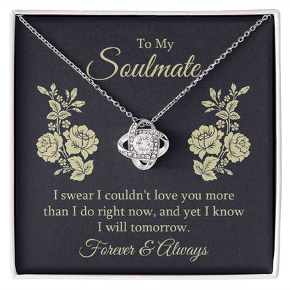 To My Soulmate Necklace for her Jewelry For Her Couples Gifts Necklaces For Soul Mate Christmas Jewelry, Forever & Always, Love Knot Meaningful Necklace Message Card and Gift Box Styles on Birthday, Christmas, Anniversary Love knot Thang