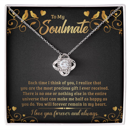 Couples Gifts, My Soulmate Necklace Gifts From Husband, Wedding Anniversary Jewelry For Wife From Husband, Wife Birthday From Husband, To My Soulmate Message Card and Gift Box styles On Birthday, Christmas, Anniversary  Love knot Thang