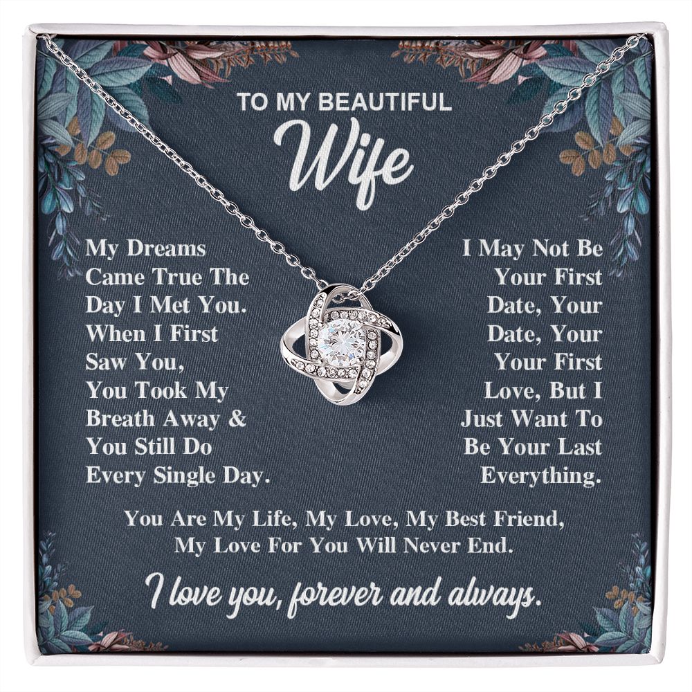 To My Wife Necklace Gift for Her, Soulmate Jewelry, Necklaces for Wife from Husband, Birthday To My Wife Necklace, Soulmate Gifts, Necklace Message Card and Gift Box Styles on Birthday, Wedding, Anniversary, Valentine Love knot Thang