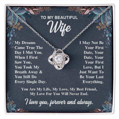 To My Wife Necklace Gift for Her, Soulmate Jewelry, Necklaces for Wife from Husband, Birthday To My Wife Necklace, Soulmate Gifts, Necklace Message Card and Gift Box Styles on Birthday, Wedding, Anniversary, Valentine Love knot Thang