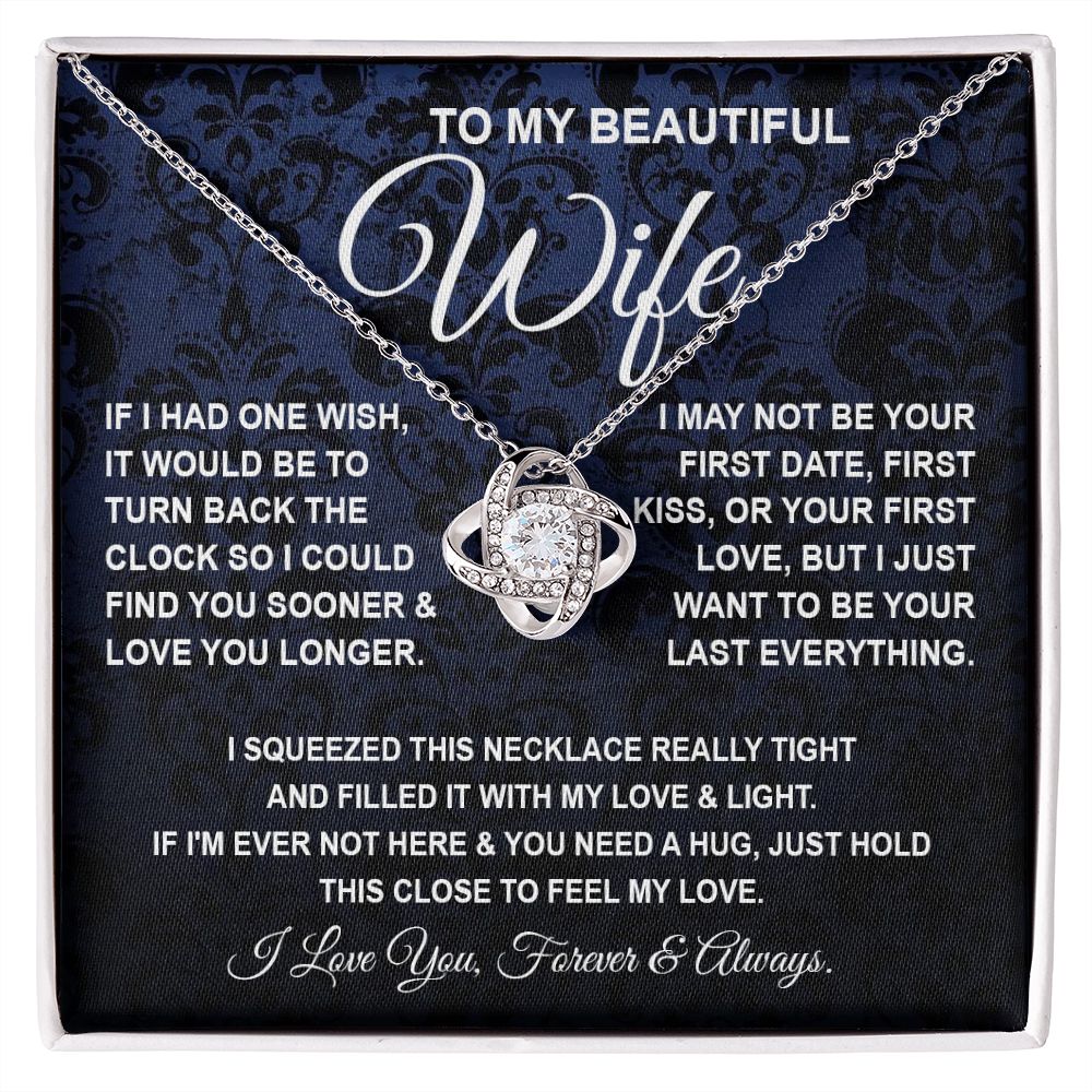 To My Beautiful Wife Necklace, Soulmate Jewelry For Women, Wife Necklace From Husband, Soulmate Gift For Her, To My Future Soulmate Necklace Message Card and Necklace Gift Box Gift Box Styles on Birthday, Wedding, Anniversary, Valentine Love knot Thang