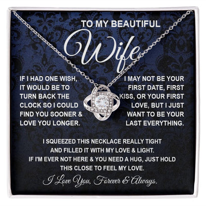 To My Beautiful Wife Necklace, Soulmate Jewelry For Women, Wife Necklace From Husband, Soulmate Gift For Her, To My Future Soulmate Necklace Message Card and Necklace Gift Box Gift Box Styles on Birthday, Wedding, Anniversary, Valentine Love knot Thang