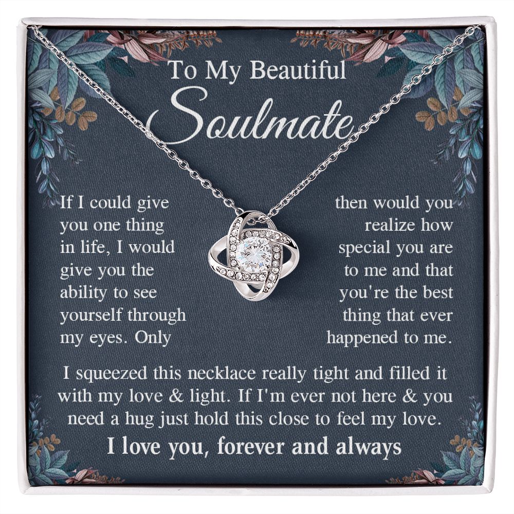 Soulmate Necklace Gift for Her, Soulmate Jewelry, Necklace for Future Wife, Anniversary Valentine Jewelry for Wife Necklace Gifts from Husband - Soulmate Gift Necklace with Message Card and Gift Box Love knot Thang