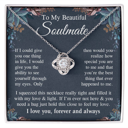 Soulmate Necklace Gift for Her, Soulmate Jewelry, Necklace for Future Wife, Anniversary Valentine Jewelry for Wife Necklace Gifts from Husband - Soulmate Gift Necklace with Message Card and Gift Box Love knot Thang