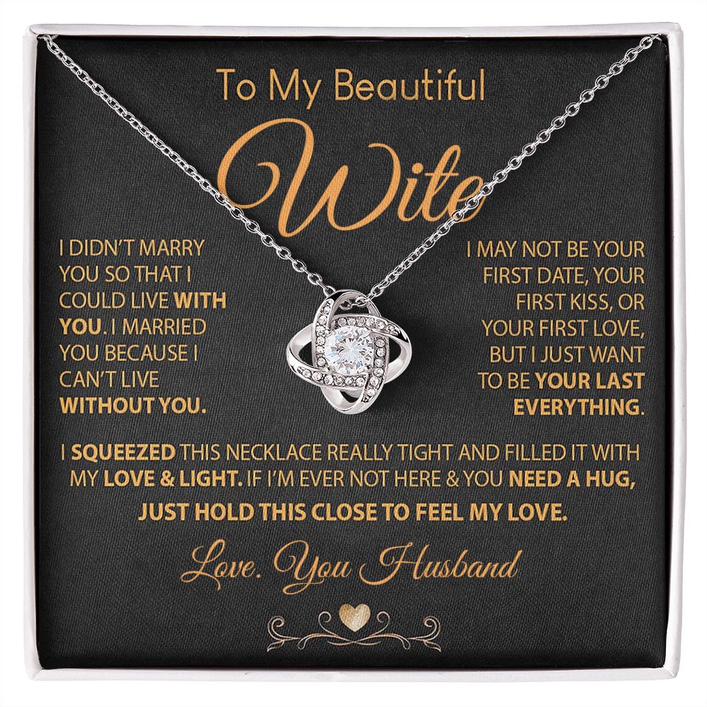 My Beautiful Soulmate Necklace Future Wife Gifts, Promise Necklace For Her, Fiance Gifts For Her, Valentine Gifts For Future Wife With Message Card Box LED, Soulmate Necklace For Women, To My Wife Necklace Love knot Thang