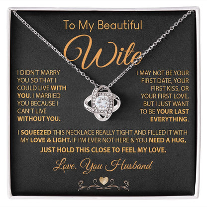 My Beautiful Soulmate Necklace Future Wife Gifts, Promise Necklace For Her, Fiance Gifts For Her, Valentine Gifts For Future Wife With Message Card Box LED, Soulmate Necklace For Women, To My Wife Necklace Love knot Thang