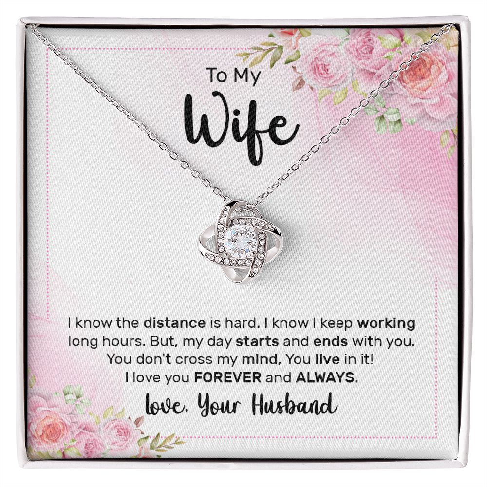 To My Wife Every Passing Second Gift Wife From Husband, Dear Wife, Jewelry For Women, Jewelry For Wife, Love Knot Meaningful Necklace Message Card and Gift Box Styles on Birthday, Christmas, Anniversary Love knot Thang