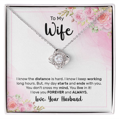 To My Wife Every Passing Second Gift Wife From Husband, Dear Wife, Jewelry For Women, Jewelry For Wife, Love Knot Meaningful Necklace Message Card and Gift Box Styles on Birthday, Christmas, Anniversary Love knot Thang