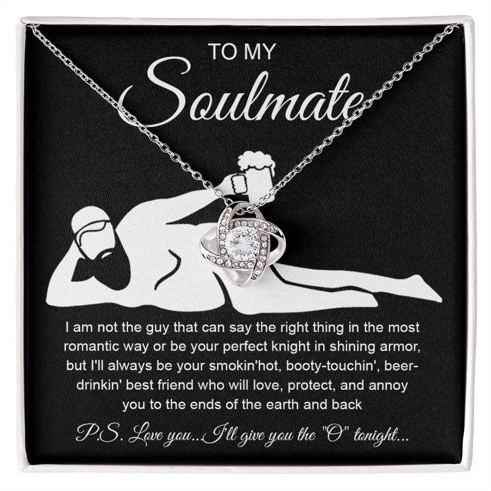 To My Soulmate Necklace For Women, Funny Gifts For Girlfriend,Valentine Christmas Presents For Girlfriend, Best Birthday Meaningful Gift Ideas For Wife, Women Romantic Jewelry For Her Anniversary Message Card and Gift Box Styles Love knot Thang