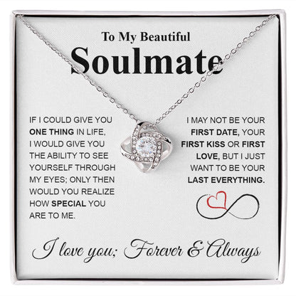 To My Beautiful Soulmate Necklace My Last Everything, Promise Necklace For Her, Fiance Gifts For Her, Valentine Gifts For Future Wife With Message Card Box LED, Soulmate Necklace For Women, To My Wife Necklace copy Love knot Thang