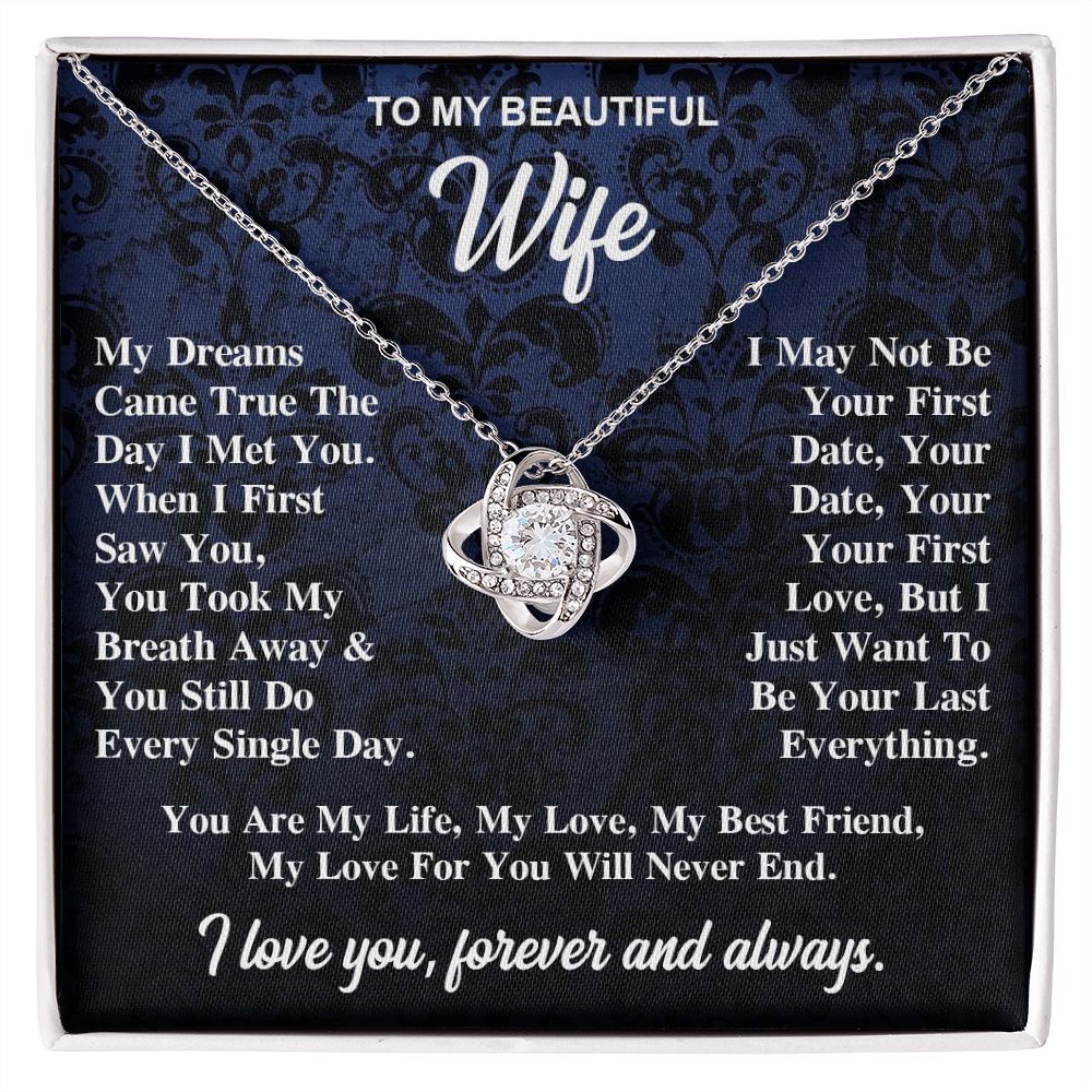 To My Wife Necklace Gift for Her, Soulmate Jewelry, Necklaces for Wife from Husband, Wedding To My Wife Necklace, Soulmate Gifts, Necklace Message Card and Gift Box Styles on Birthday, Wedding, Anniversary, Valentine Love knot Thang