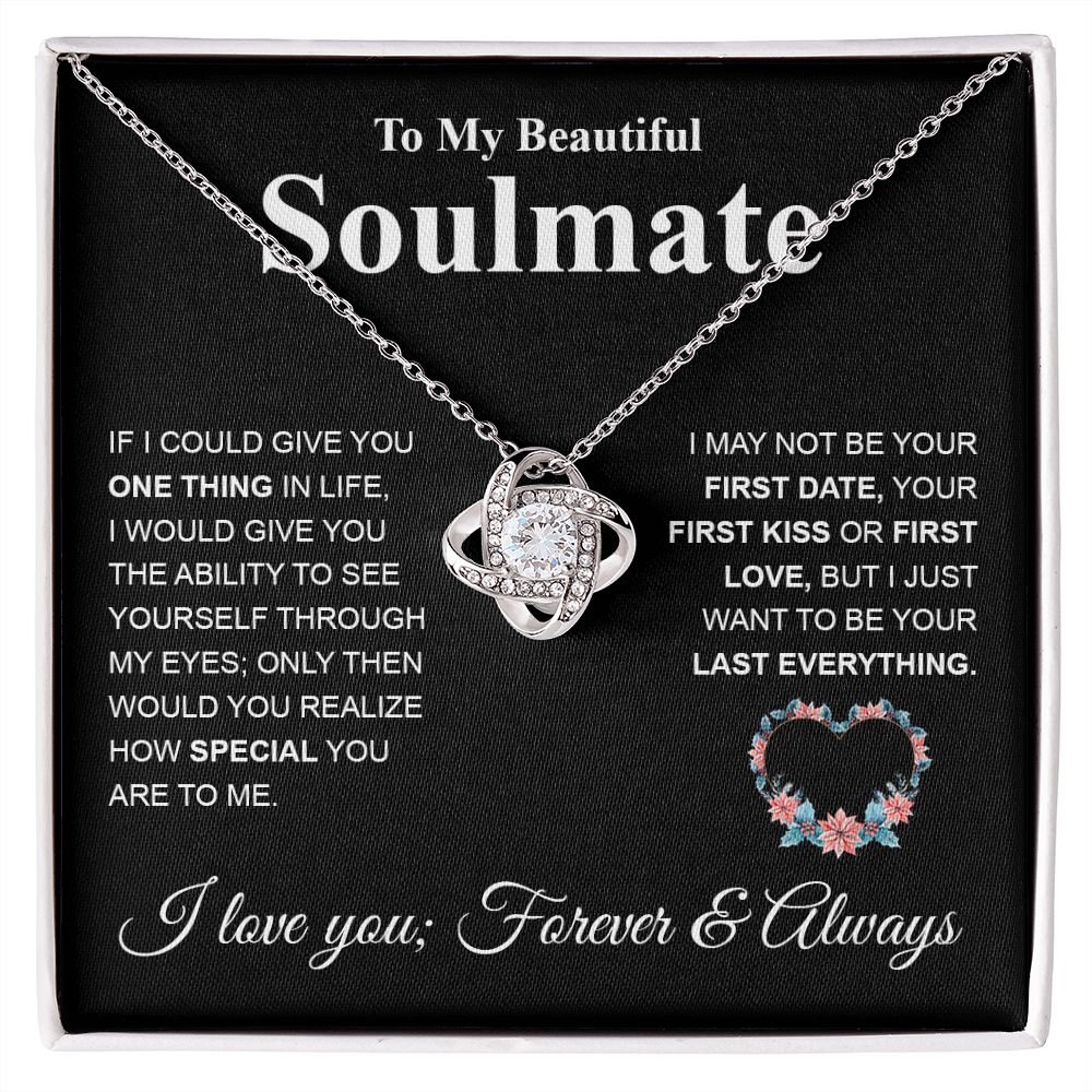 To My Future Wife Necklace My Last Everything, Promise Necklace For Her, Fiance Gifts For Her, Valentine Gifts For Future Wife With Message Card Box LED, Soulmate Necklace For Women, To My Wife Necklace Love knot Thang
