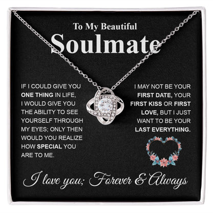 To My Future Wife Necklace My Last Everything, Promise Necklace For Her, Fiance Gifts For Her, Valentine Gifts For Future Wife With Message Card Box LED, Soulmate Necklace For Women, To My Wife Necklace Love knot Thang