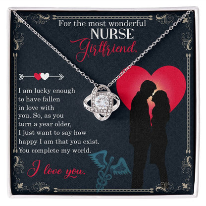 Couples Gifts, Nusre Wife Girlfriend Necklace Gifts From Husband, Wedding Anniversary Jewelry For Wife From Husband, Wife Birthday From Husband, To My Beautiful Girlfriend Message Card and Gift Box styles On Birthday, Christmas, Anniversary  Love knot Tha