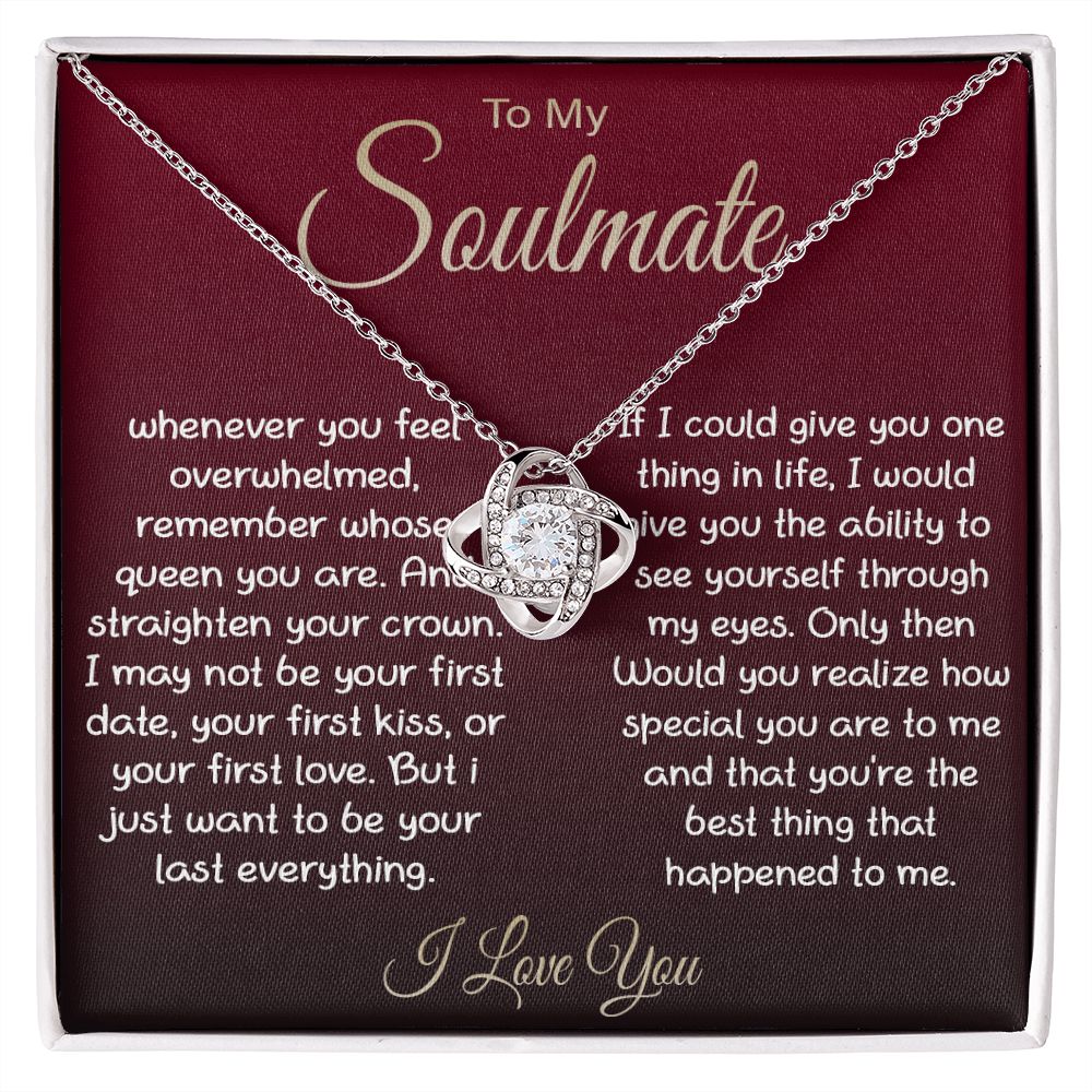 To My Soulmate Necklace For Women, Couple Gifts For Girlfriend, Valentine Christmas Presents For Girlfriend, Valentine Necklace Gifts For Wife, Women Romantic Jewelry For Her Vanlentine Day's Message Card and Gift Box Styles LOVE KNOT