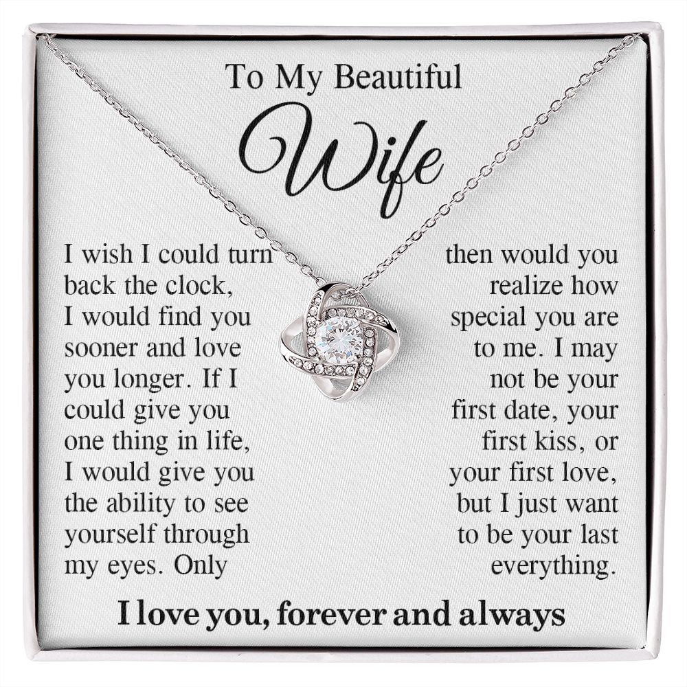To My Beautiful Soulmate Necklace Gift, Wife Gifts From Husband, Valentine Gifts For Wife From Husband To My Soulmate Necklace Message Card and Necklace Gift Box Gift Box Styles on Birthday, Wedding, Anniversary, Valentine Love knot Thang